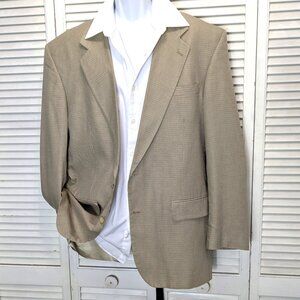 PETERBOROUGH ROW Bloomingdale's Blazer Wool 44R 2-Btn Beige Gray Check Jacket